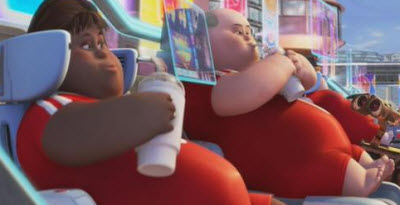 The Pixar film Wall-E depicts the future of America by showing obese people in floating chairs watching TV.
